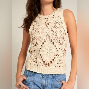 Sleeveless Crochet Top in Natural